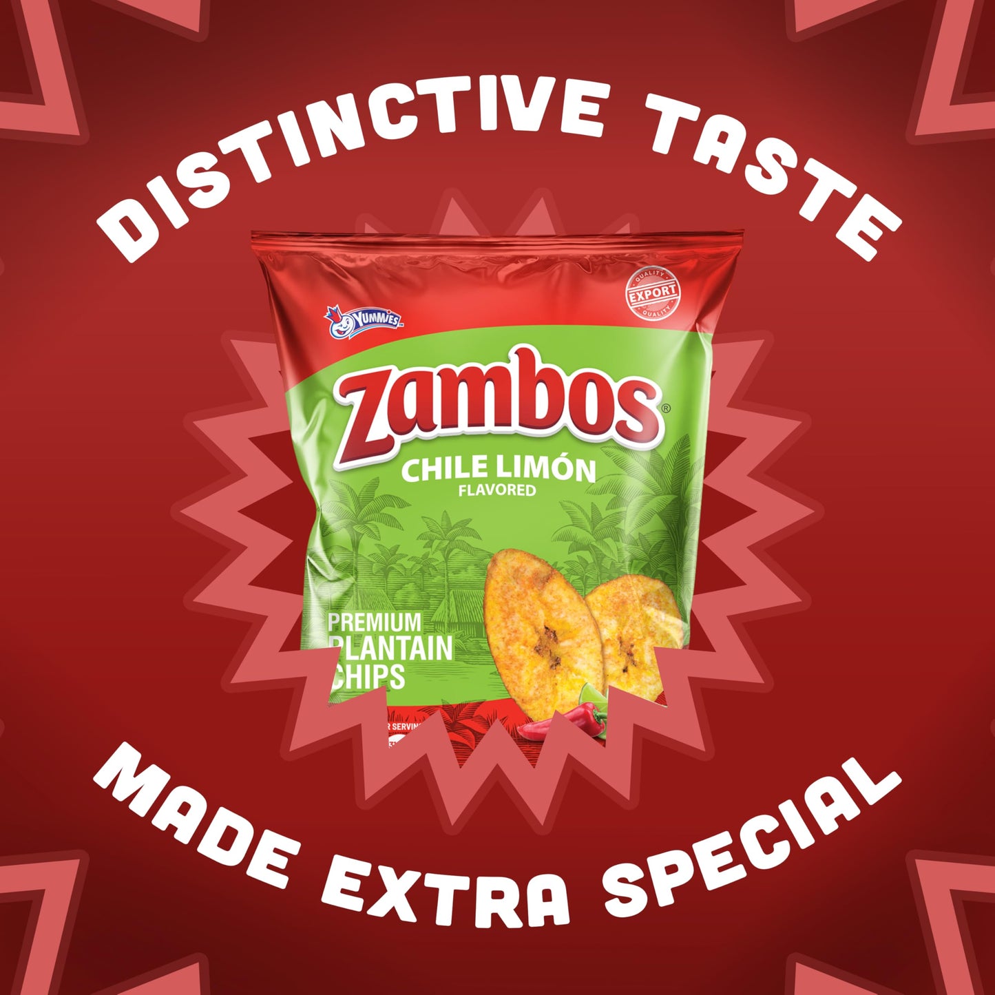 Zambos Chile Limón Plantain Chips, 1 oz - Crunchy Snack, Gluten Free - Bold Chili Lime Flavor (Pack of 18)