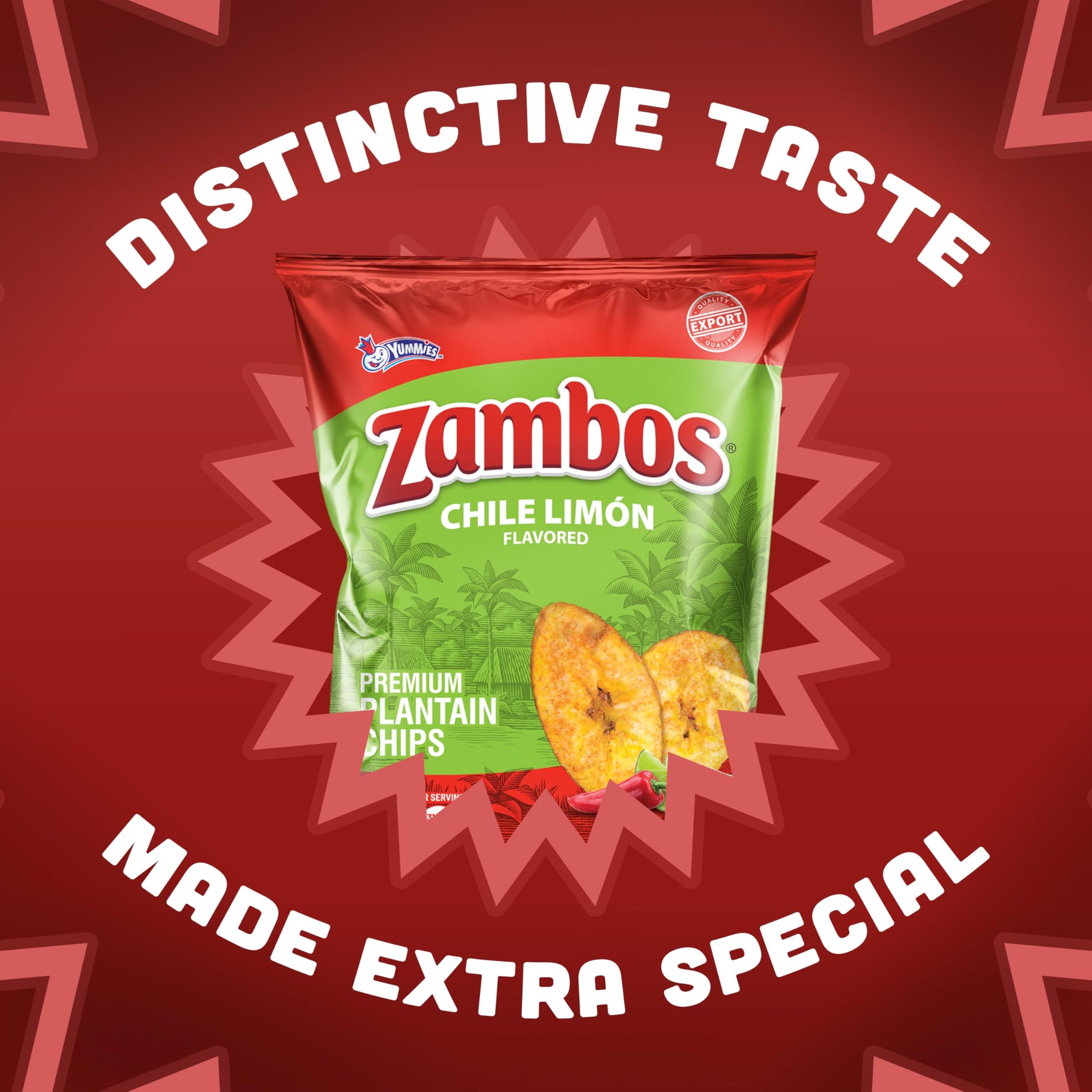 Zambos Chile Limón Plantain Chips, 1 oz - Crunchy Snack, Gluten Free - Bold Chili Lime Flavor (Pack of 18)