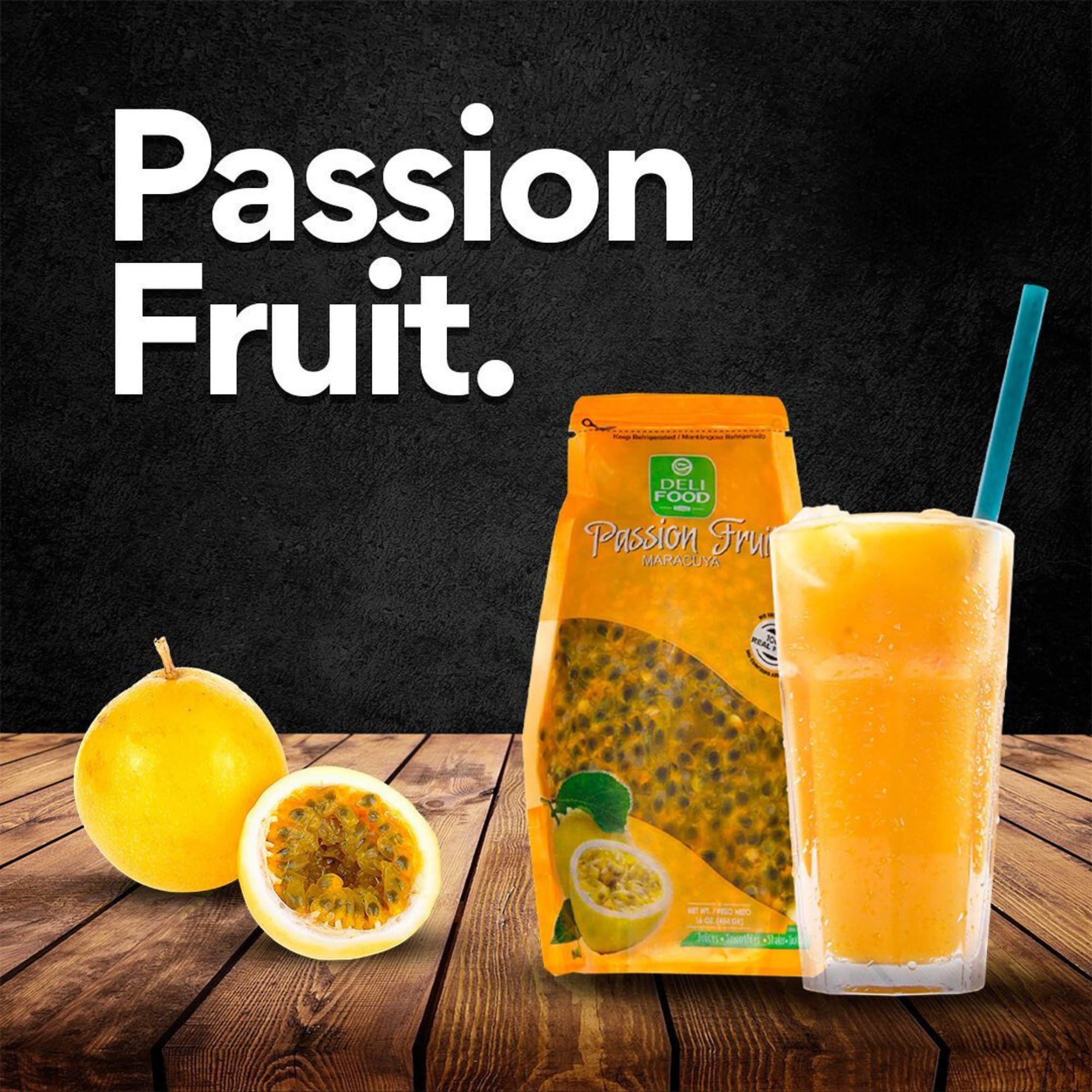 Passion Fruit Pulp with seed, No Added Sugar, Authentic Flavor, Maracuya Real fruit for Juices, Cocktails, Desserts, Refreshing Drinks, Sauces