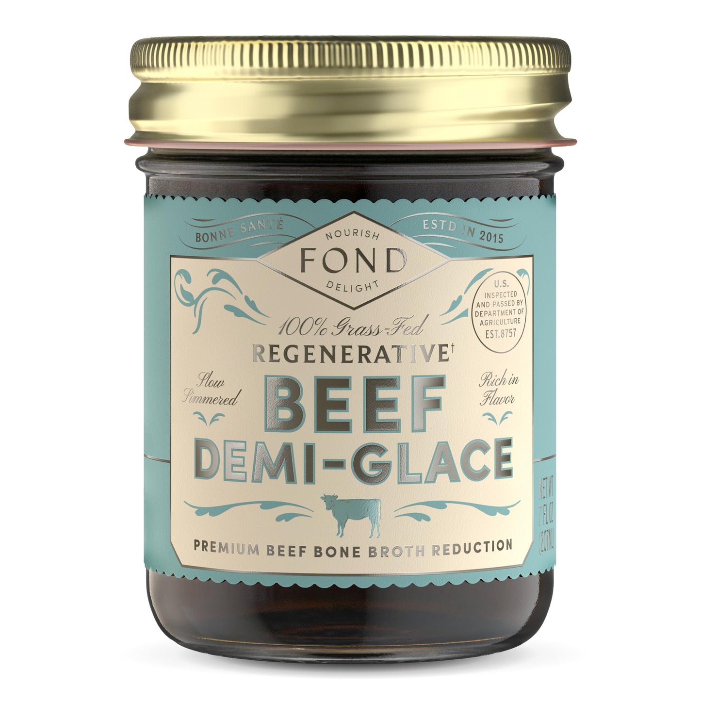 FOND Regenerative Beef Demi Glace - Grass-Fed Beef Bone Broth Reduction - French Demi Glace Concentrate for Pan Sauce & Gravy - Regenerative, Organic