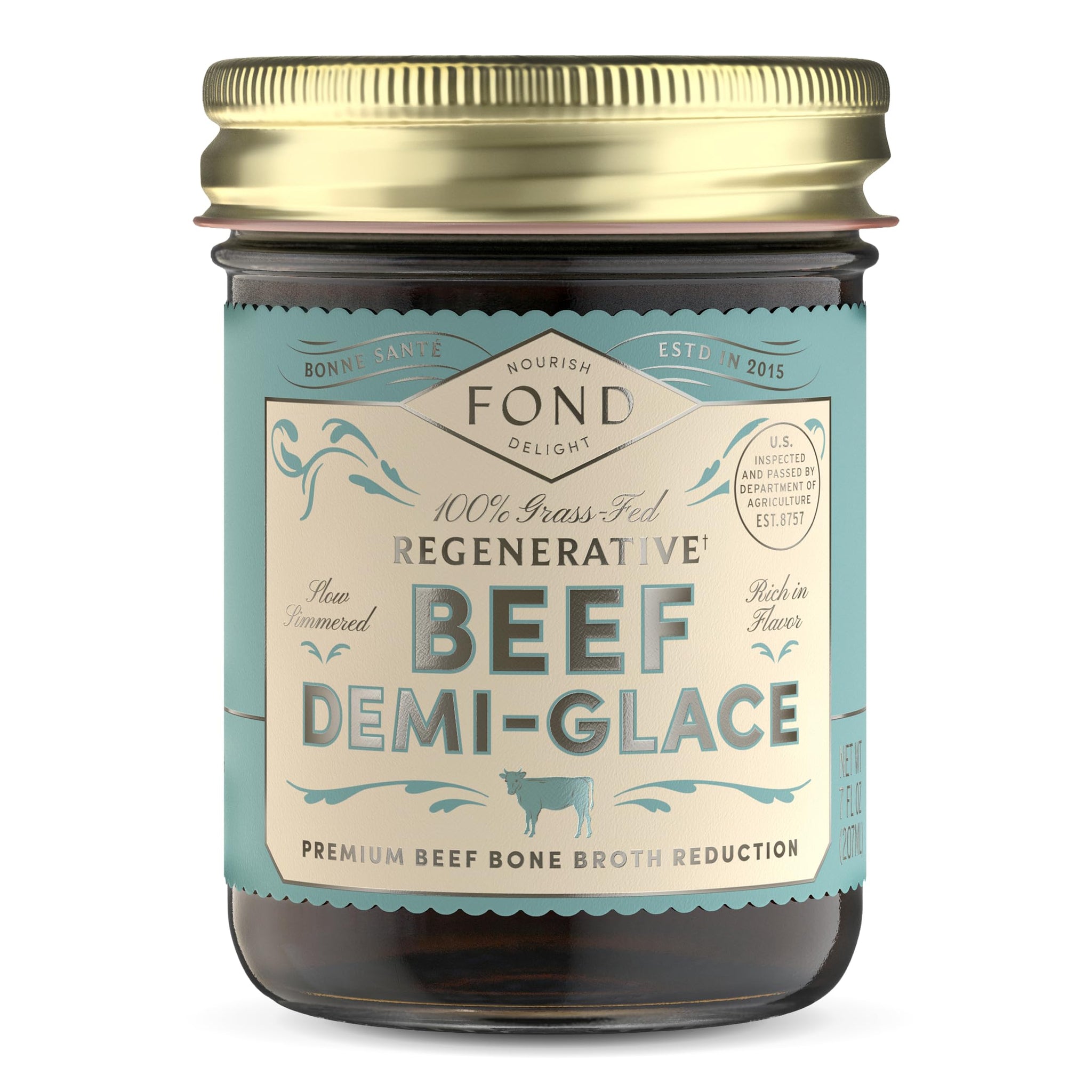FOND Regenerative Beef Demi Glace - Grass-Fed Beef Bone Broth Reduction - French Demi Glace Concentrate for Pan Sauce & Gravy - Regenerative, Organic