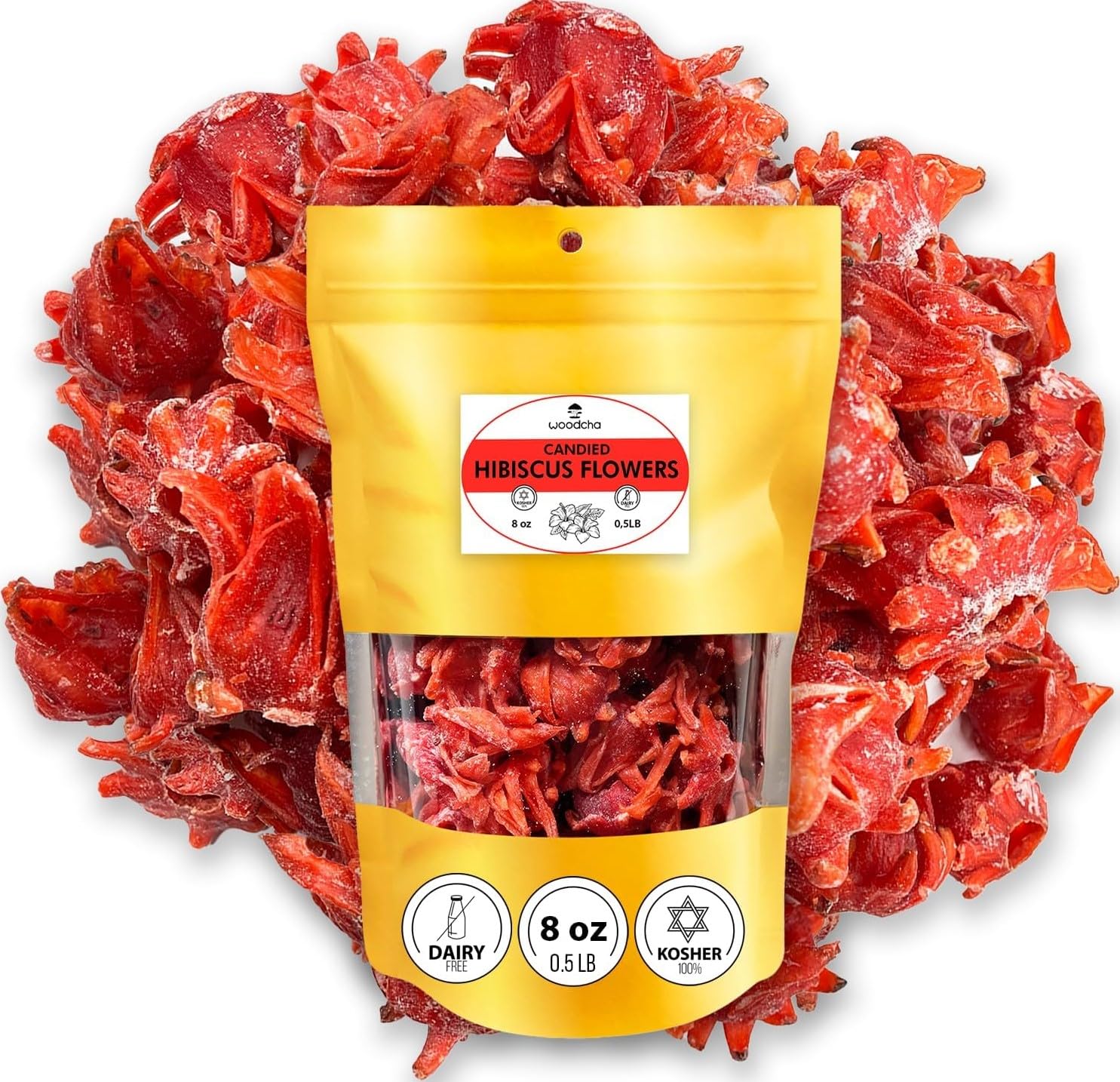 WOODCHA Roselle, Candied Hibiscus, Dried Edible Flowers, Edible Hibiscus Flowers Cake Decorations, Hibiscus Food, Dehydrated Flowers, Roselle, Kosher