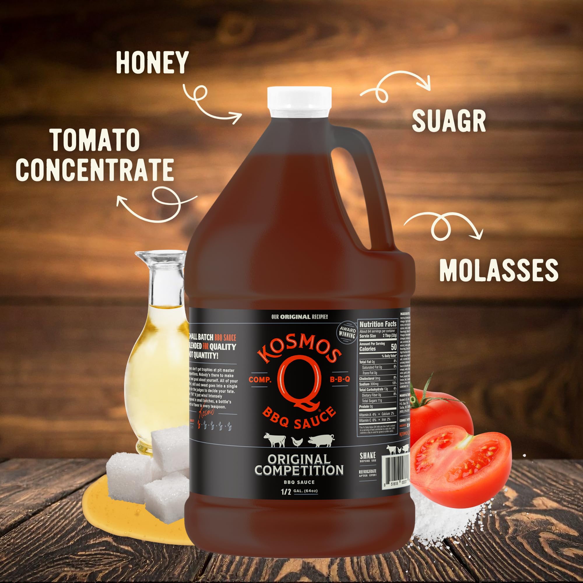 Kosmos Q Original Competition BBQ Sauce, Sweet and Smoky Barbecue Sauce for Ribs, Pulled Pork, Brisket, Chicken & More, Award-Winning Competition