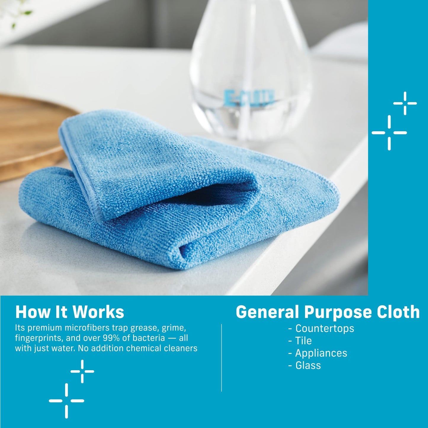 E-Cloth Microfiber Cloth, World's Leading Premium Microfiber Cleaning Cloth, Twice as Durable as Competition, 1 Year Guarantee, Ideal for Kitchen