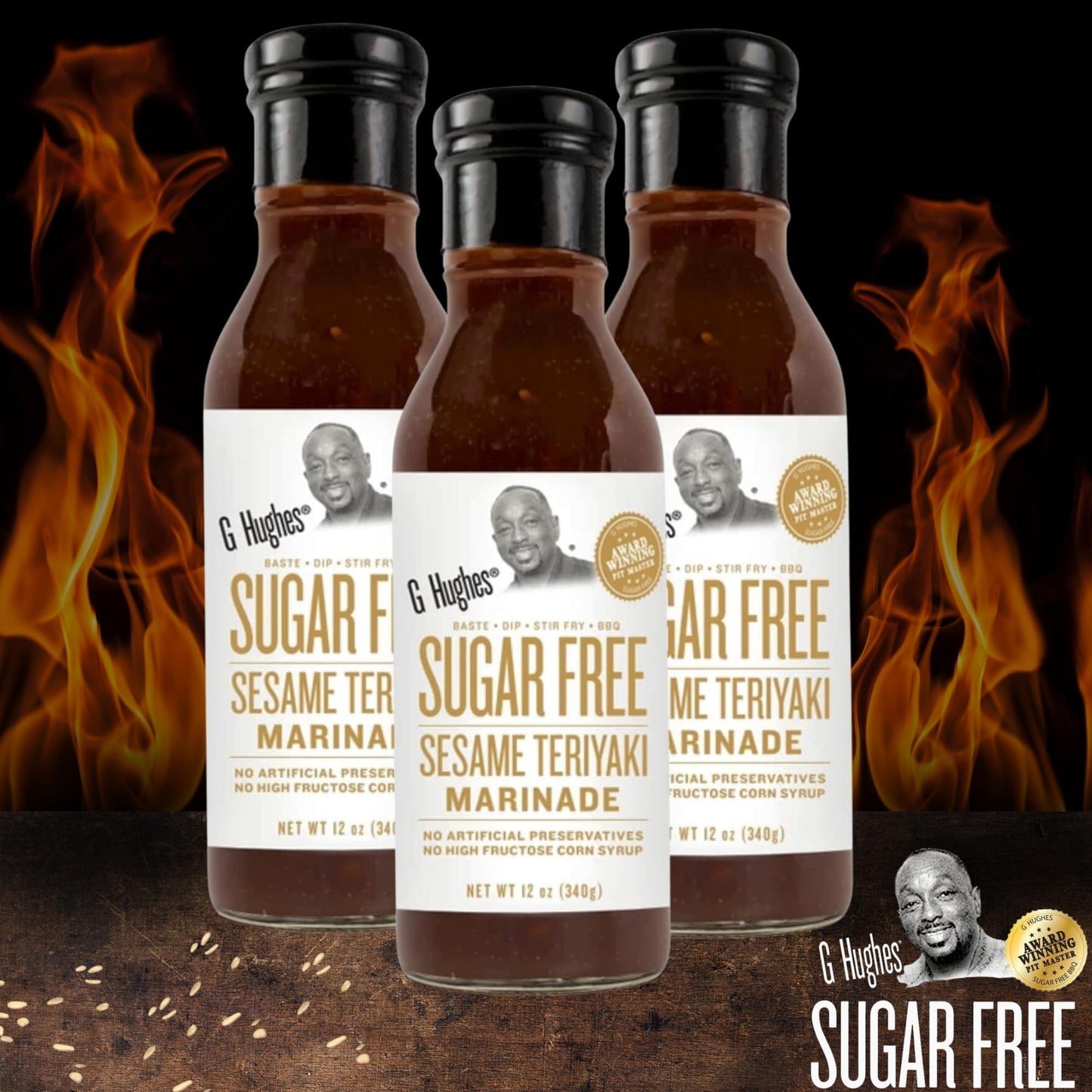 G Hughes Sugar Free, Sesame Teriyaki Marinade - 12 Oz (1-Pack)