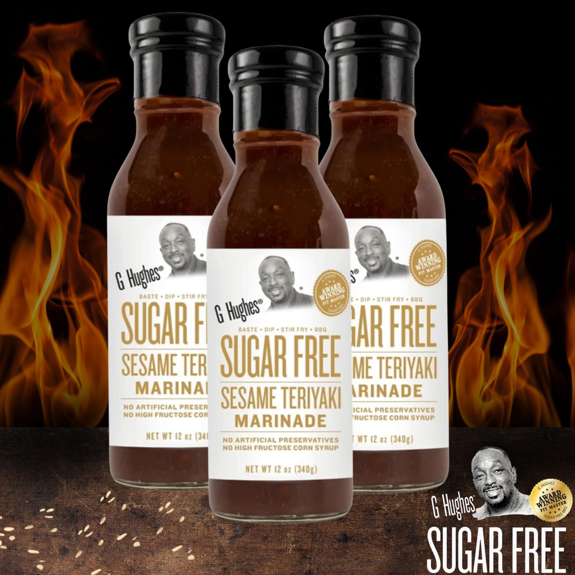 G Hughes Sugar Free, Sesame Teriyaki Marinade - 12 Oz (1-Pack)