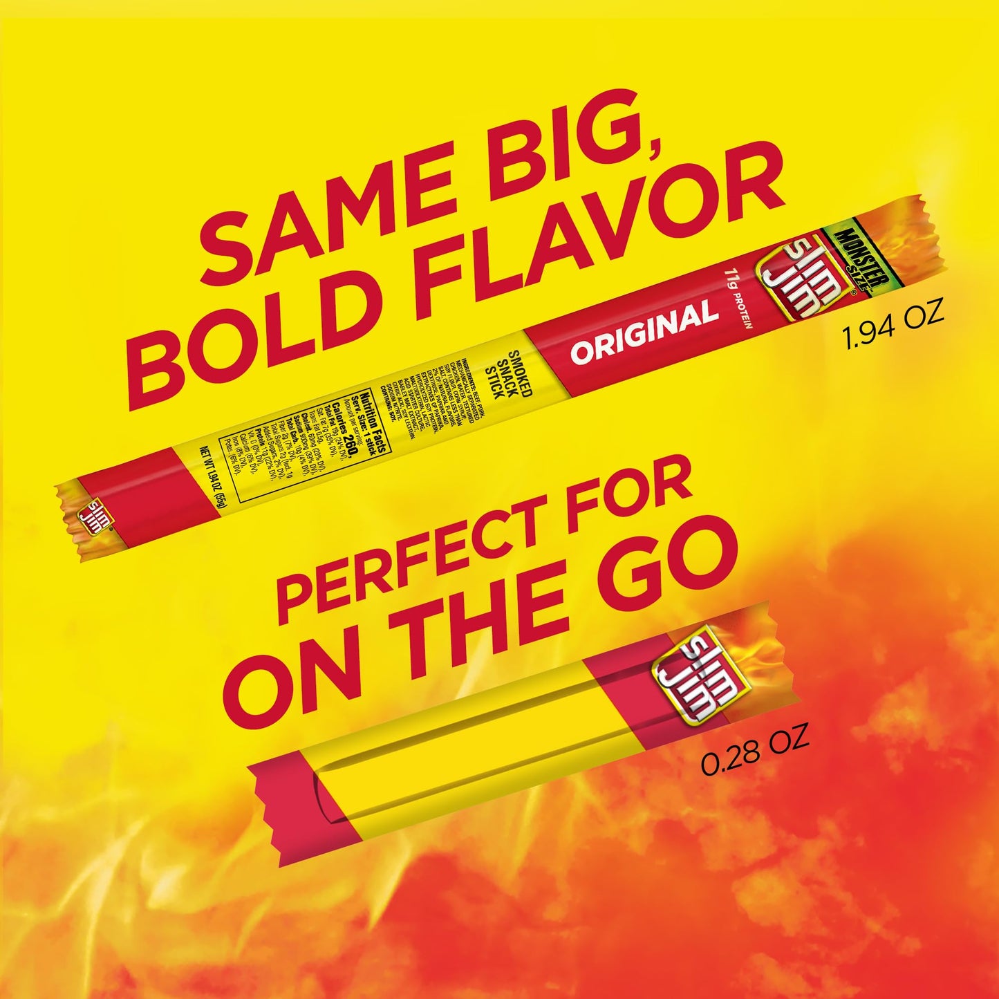 Slim Jim Smoked Meat Sticks, Original Flavor, 6g Protein Per Serving, Snack Size, 0.28 oz. (46 Count)