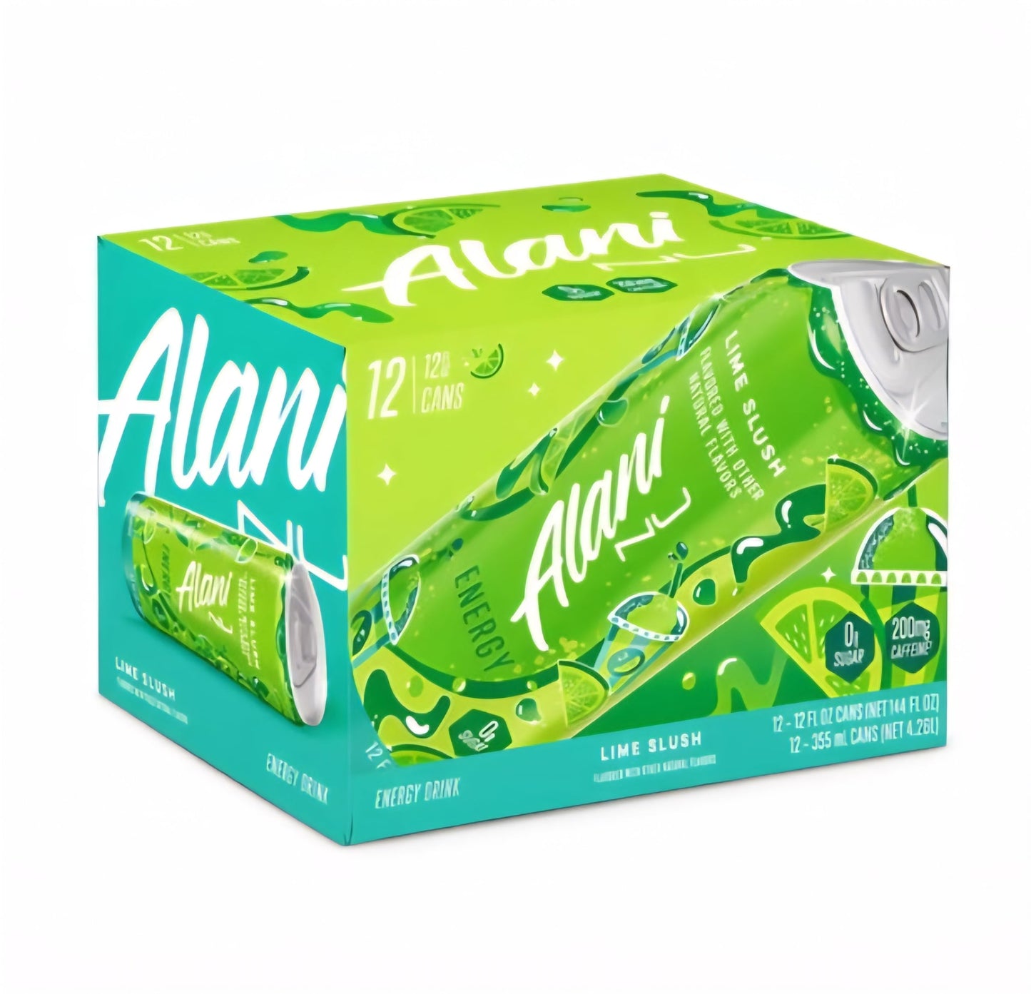 Alani Nu Lime Slush Energy Drink, 200mg Caffeine, 0g Sugar, 12 fl oz Cans, 12 Count