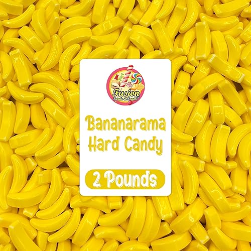 Bananarama Banana Candy - 2 LB Bulk Banana Flavored Hard Candy - Yellow Banana Candies - Candy Bananas for Gumball Machine Refills, Buffets, Party