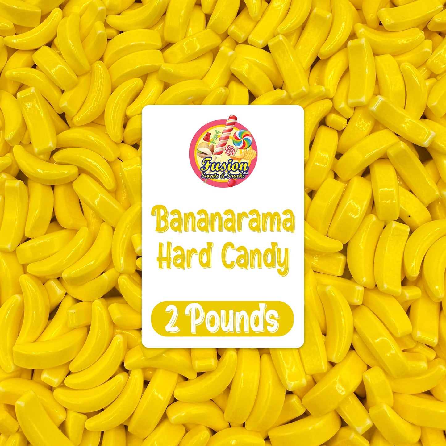 Bananarama Banana Candy - 2 LB Bulk Banana Flavored Hard Candy - Yellow Banana Candies - Candy Bananas for Gumball Machine Refills, Buffets, Party