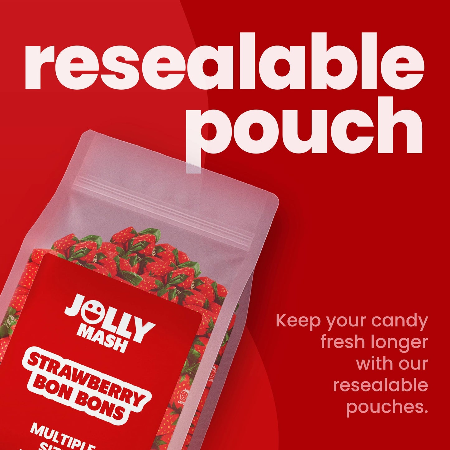 Strawberry Bon Bons Filled Hard Candy | 1 LB | Individually Wrapped Strawberry Candy Bulk Bag