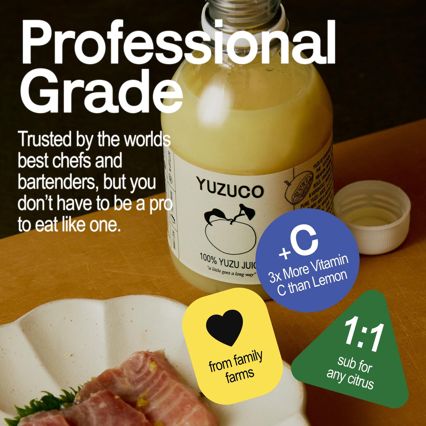 YUZUCO - 100% Cold-Pressed Juice - 8.4oz Premium Yuzu Juice from Japan - Bottled in California