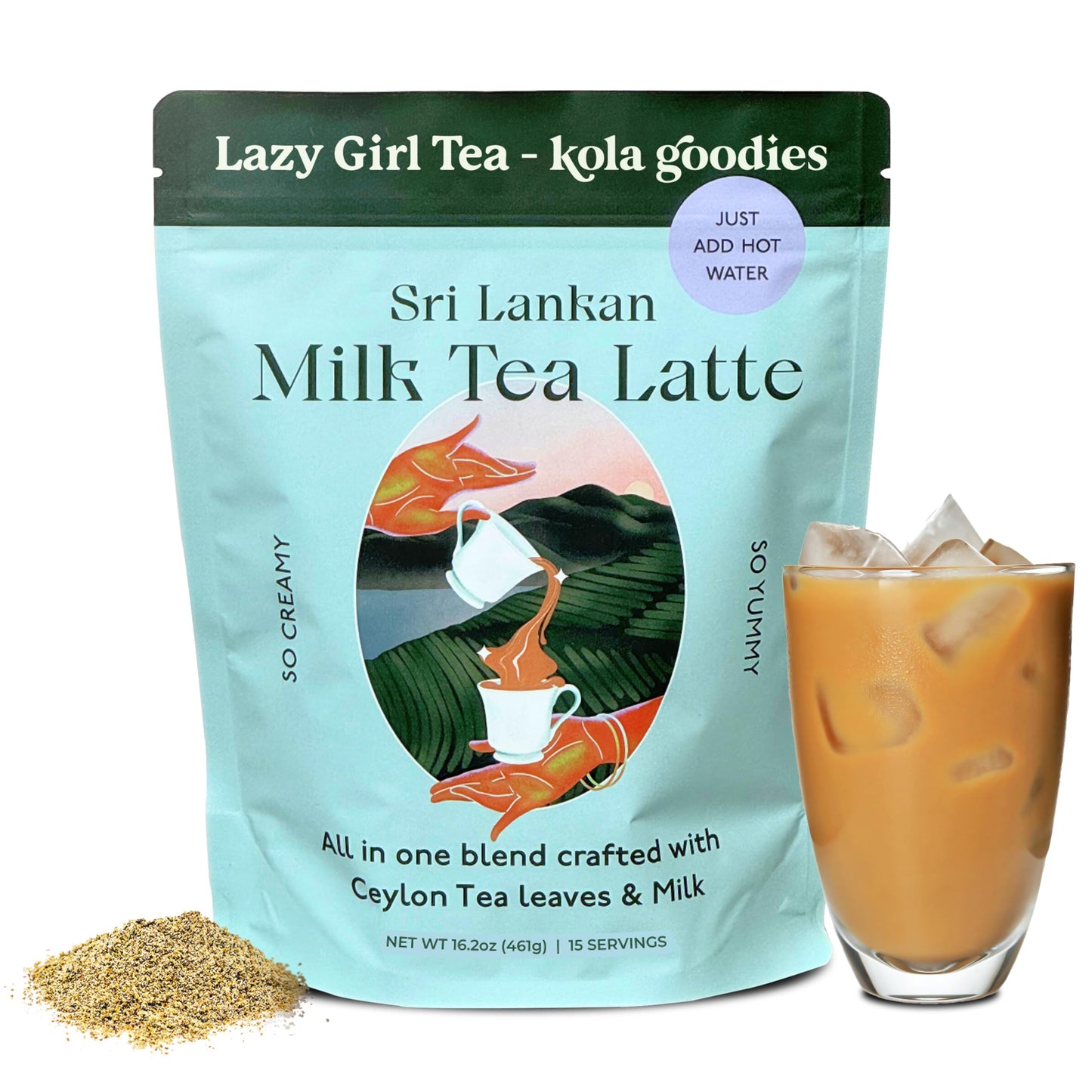 Kola Goodies Unspiced Milk Tea Powder - Creamy Instant Ceylon Milk Tea Mix with Whole Milk, Coconut Sugar & Monkfruit - Fall & Winter Comfort Drink