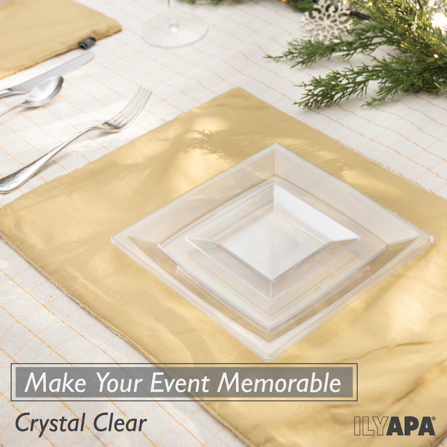 Ilyapa 50 Pack 4.5 Inch Disposable Dessert Plates, Plastic Clear Party Sets for 50 Guests, Clear Appetizer, Cake Plates 4.5", Party & Dinner