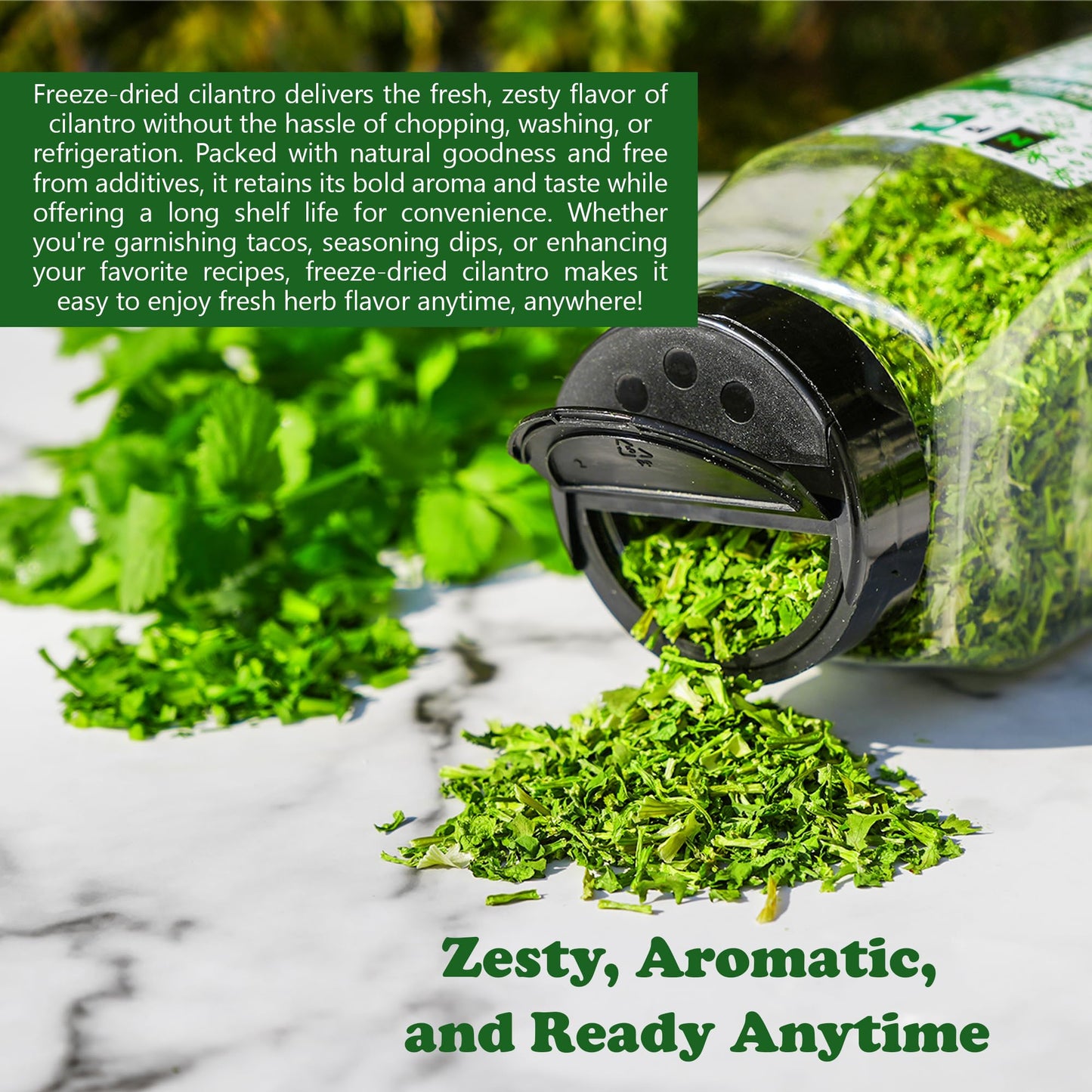 NPG Freeze-Dried Cilantro 3 Oz, Fresh Dehydrated Coriander Flakes, Dhania Leaves, Lime Seasoning, Mexican Spices, Perfect for Cooking, Soups, Salsas