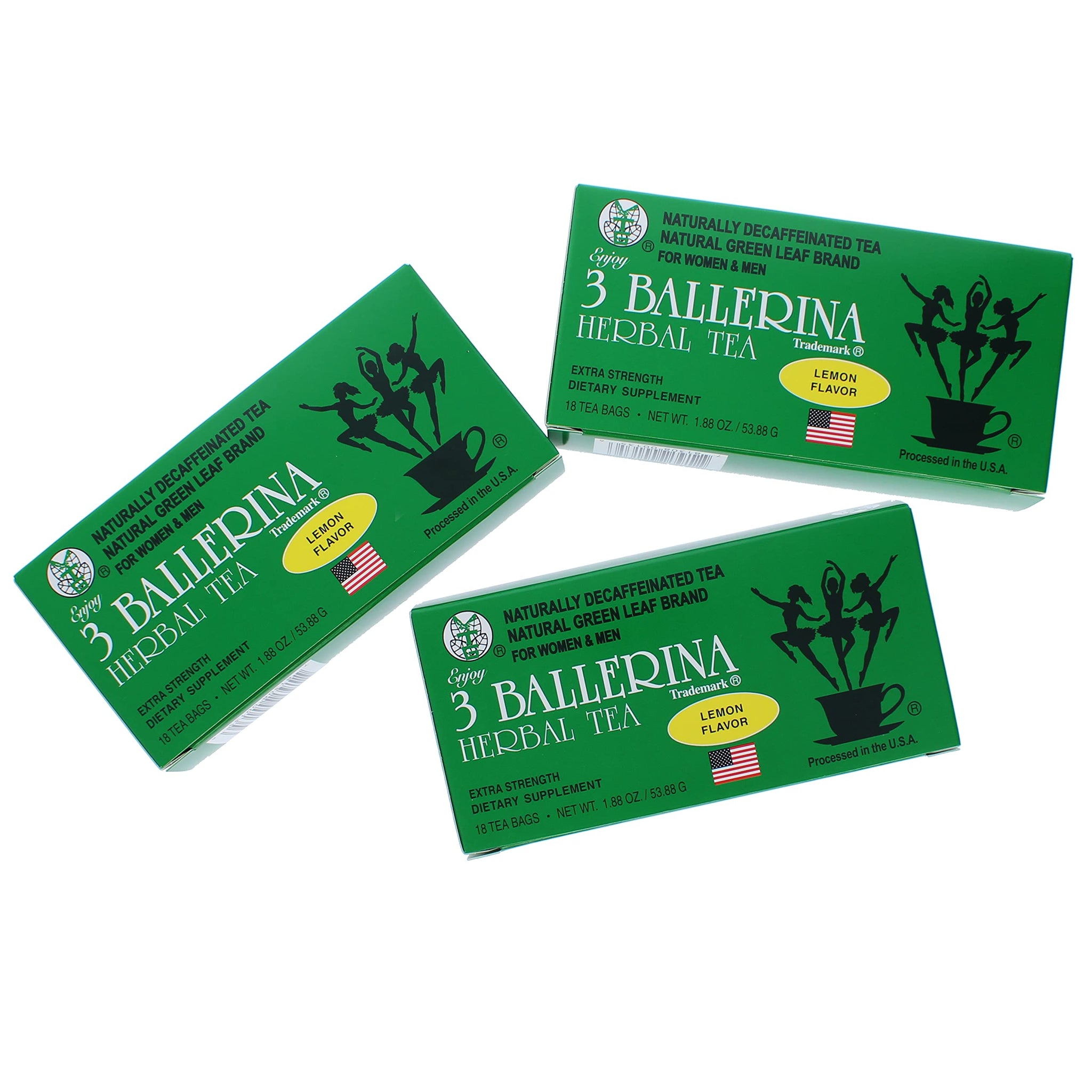 3 BALLERINA TEA DIETERS DRINK EXTRA STRENGH LEMON FLAVOR (3 boxes, 18 tea bags , 1.88 oz ?