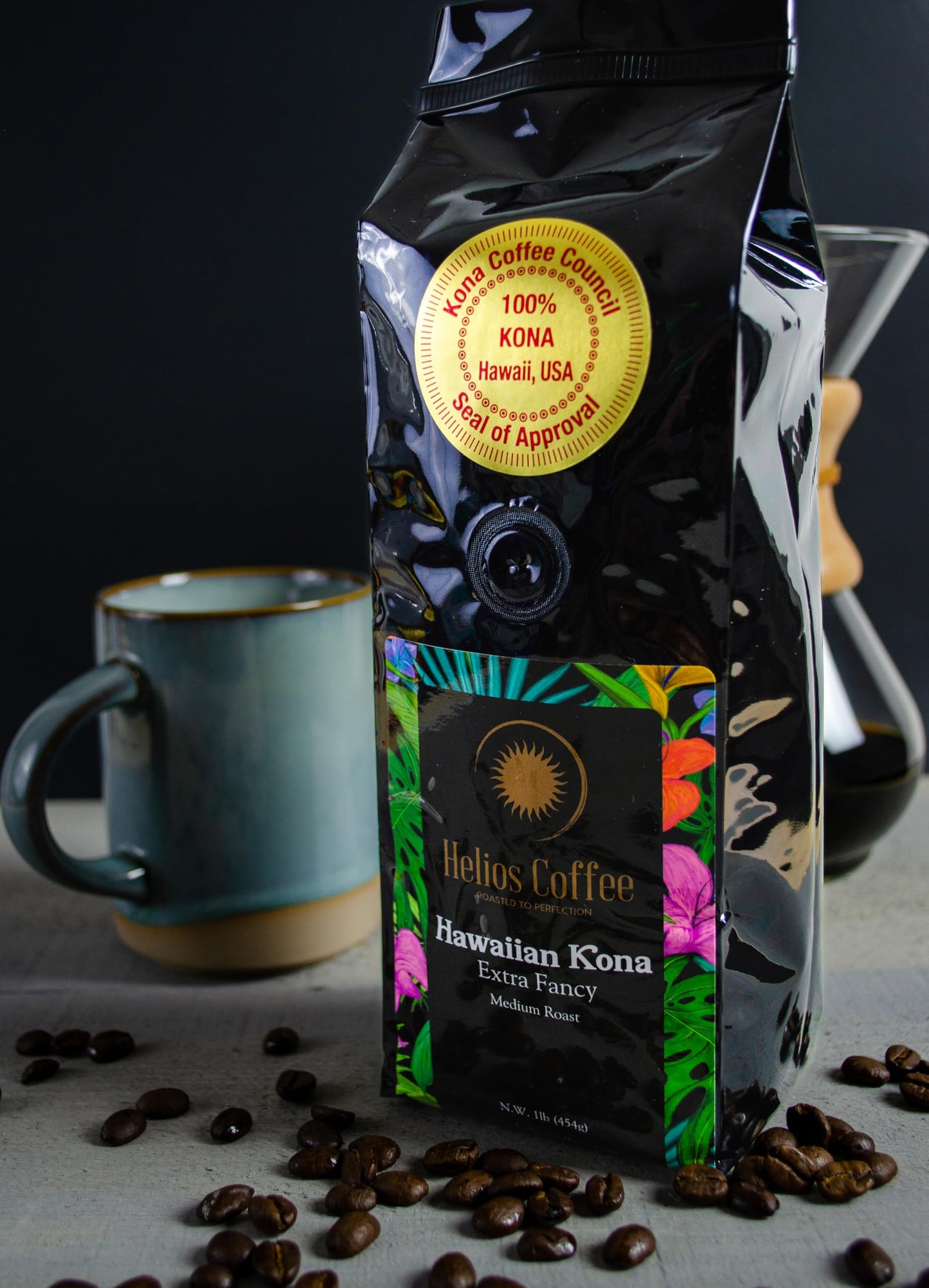 100% Hawaiian Kona Coffee, Extra Fancy - Whole Bean - 1lb.