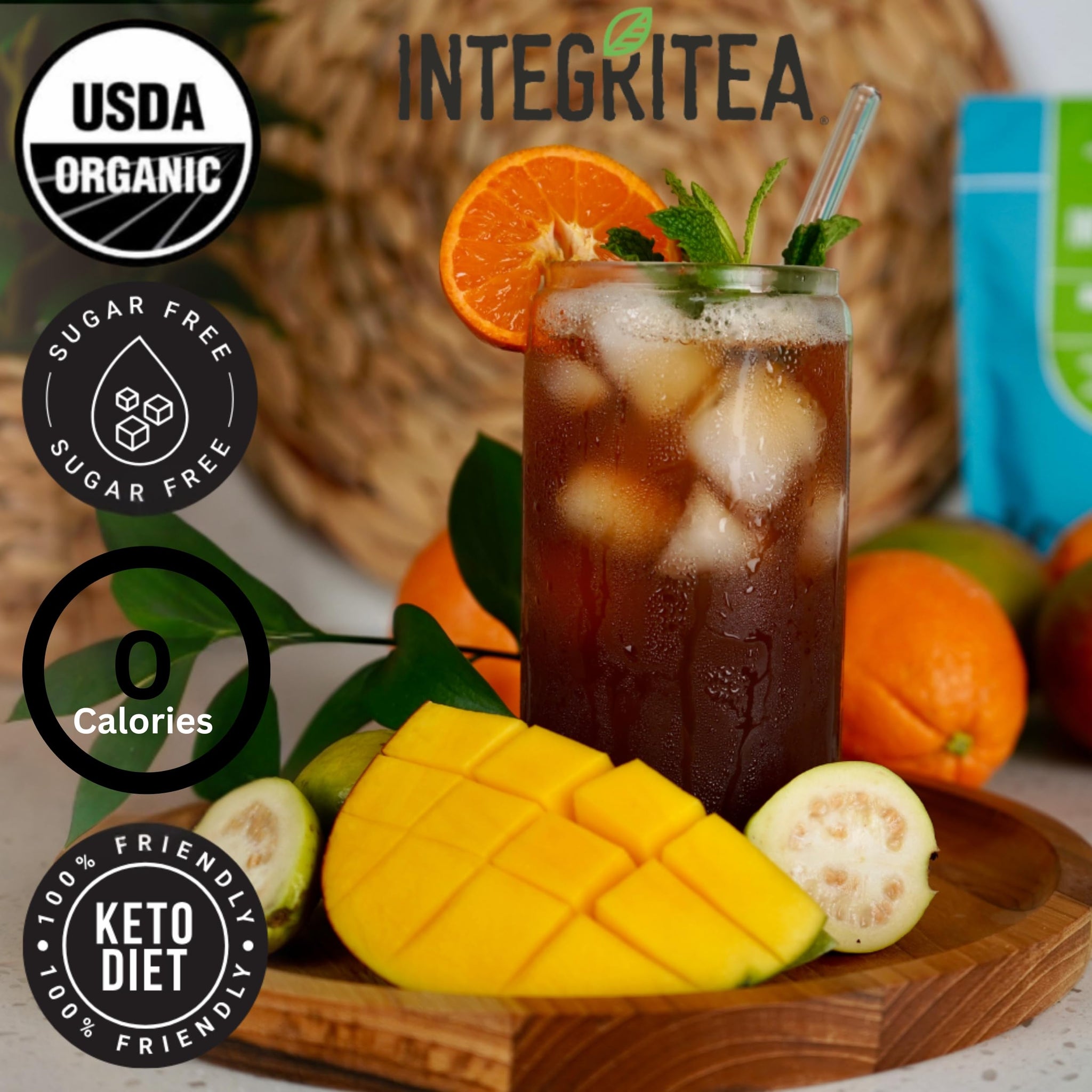 IntegriTEA Bluegrass Breeze Hot or Cold Brew Organic Black Tea Bags Infused with Guava Passion Fruit Mango- 6-Bags Unsweetened Tea Pack Makes 6