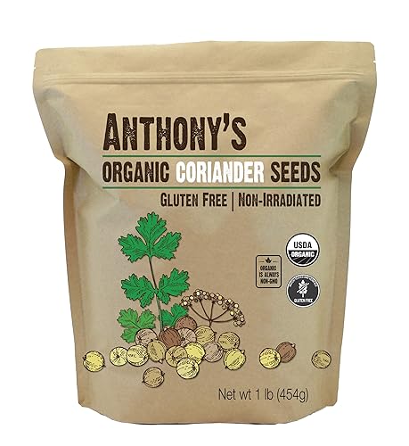 Anthony's Organic Coriander Seeds, 1 lb, Gluten Free, Non GMO, Non Irradiated, Keto Friendly