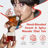Big Heart Tea Co. Tea Bags - Fiery Masala Chai - Certified Organic, Ayurvedic Herbal Decaf Tea with Small Batch Ground Sweet Herbs and Spices