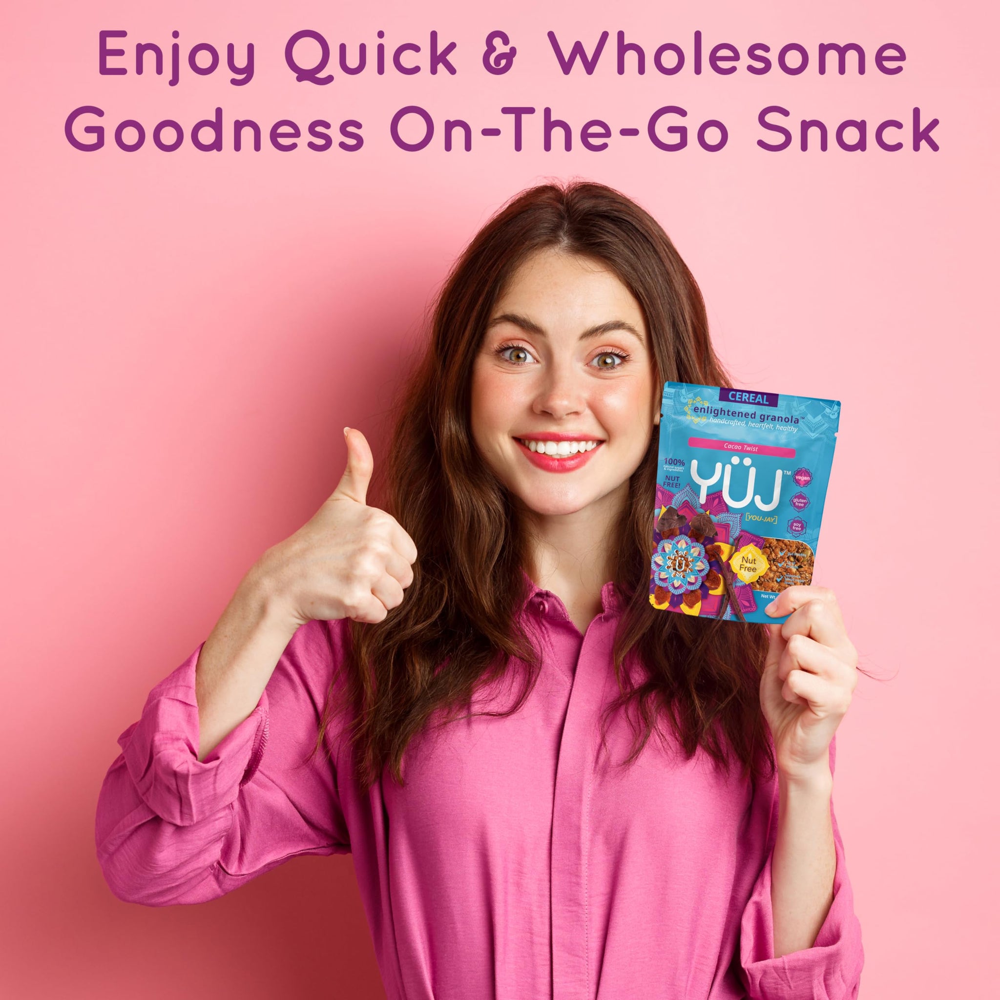 YÜJ Organic Vegan Granola | Allergen-Free Snack Packs | 2oz, Pack of 6