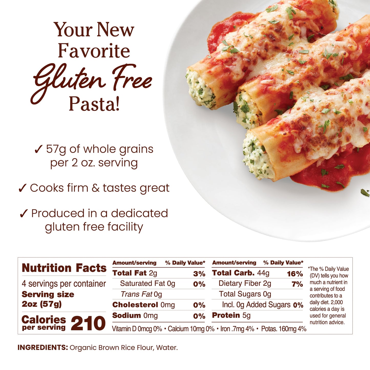 Jovial Whole Grain Brown Rice Manicotti Pasta - Pasta Manicotti, Manicotti Pasta, Whole Grain Pasta, Organic Pasta, Gluten Free, Dairy Free, Brown Rice Pasta, Made In Italy - 7 Oz, 6 Pack