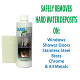 Glass Plus Metal - Polish and Restore | Hard Water Deposit & Stain Remover | Shower Glass, Stainless Steel Frames, Kitchen, Bath Fixtures, Windshield