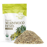 Halo Naturals Organic Wormwood Herb Cut & Sifted, 4 Ounces (Artemisia Absinthium) USDA Certified Wormwood Tea | Non-GMO | Vegan| Resealable Pouch|