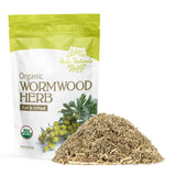 Halo Naturals Organic Wormwood Herb Cut & Sifted, 4 Ounces (Artemisia Absinthium) USDA Certified Wormwood Tea | Non-GMO | Vegan| Resealable Pouch|