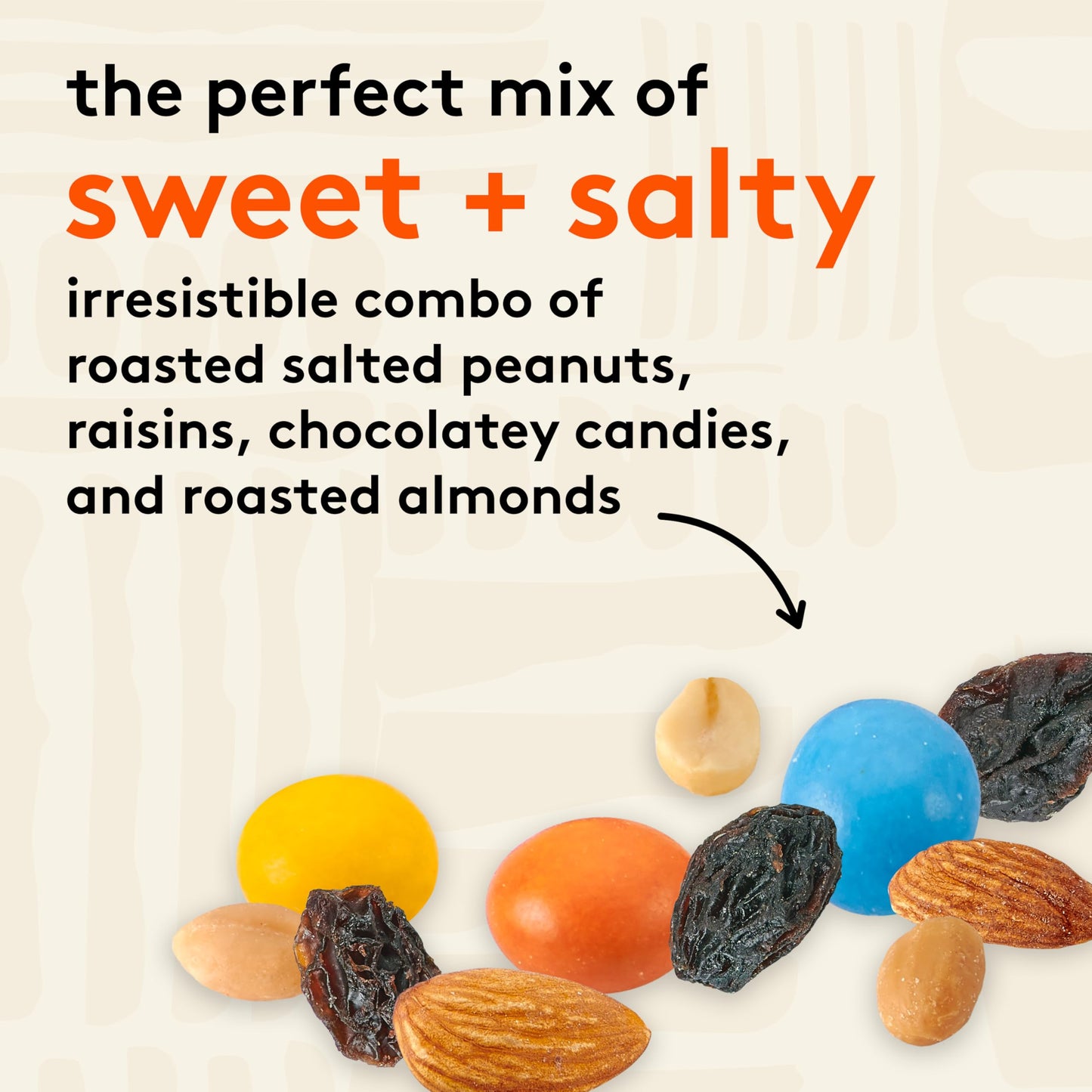 Snak Club Energizer Trail Mix with Roasted Salted Peanuts, Raisins, Chocolatey Candies, Roasted Almonds, Gluten-Free and Kosher Snack, 2 oz Bags, 12
