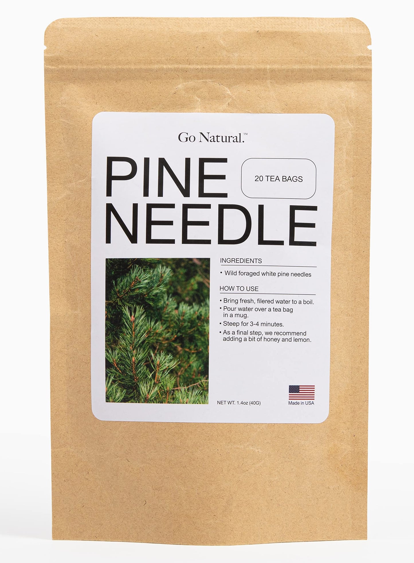Pine needle tea, wild-foraged in the USA, picked from northern white pines | Protects against infection, strengthens immunity, high in antioxidants