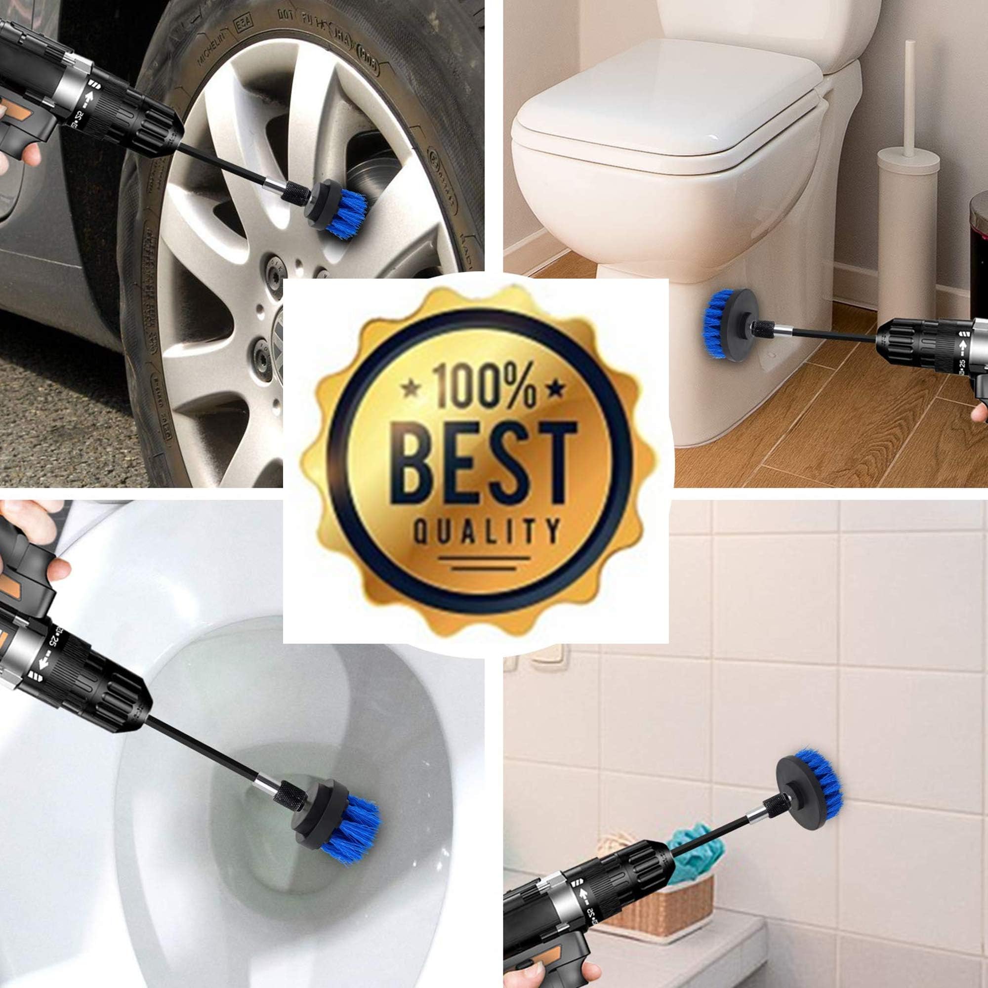 Drill Brush Power Scrubber Cleaning Set, 15 Piece Cleaner Scrubbing Brushes Attachments for Home Kitchen, Bathroom Surface, Carpet, Grout, Tile, Tub
