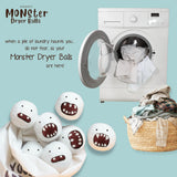 Woolbuddy Monster Dryer Balls (6-Pack) - Cute Handmade Wool Characters, Natural Fabric Softener, Eco-Friendly Gift for Families & New Homes