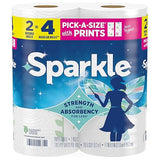 Sparkle Pick-A-Size Paper Towels, Spirited Prints, 2 Double Rolls, Strong 2 Ply Towels for Kitchen Cleanup and Everyday Messes
