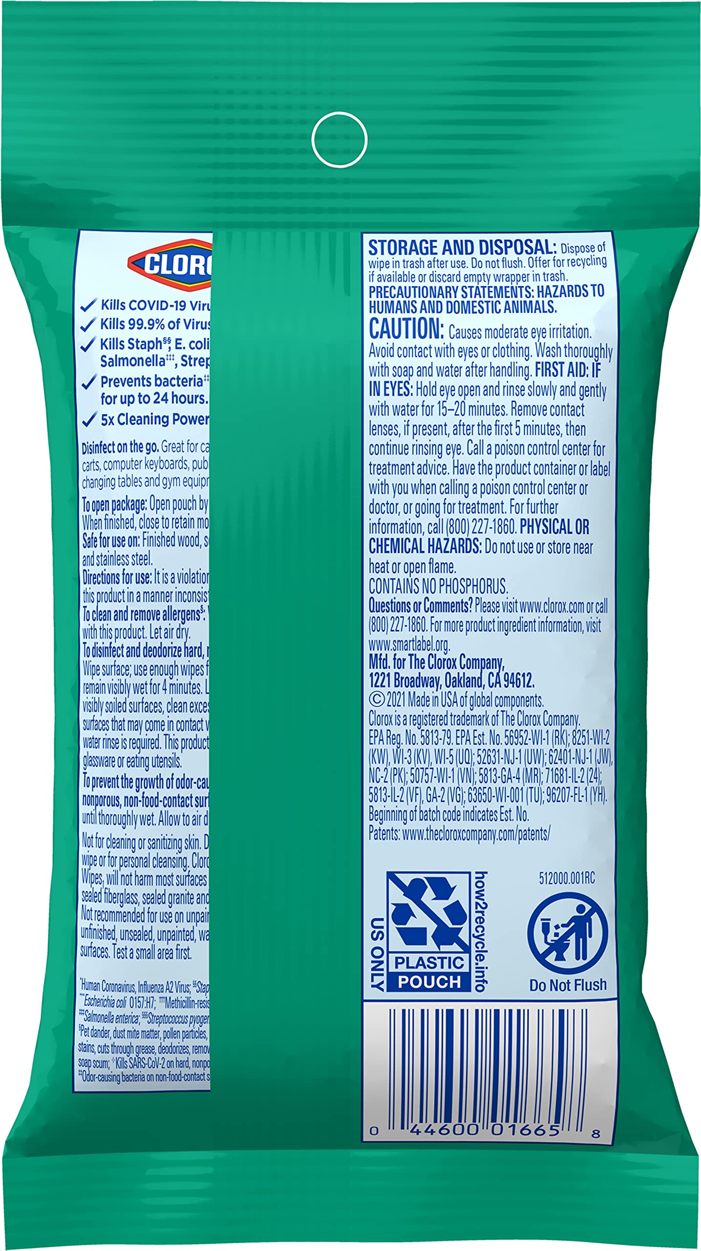 Clorox Disinfecting 9 wet Wipes ,kills cold and flu viruses,(7"*8")(2.3 oz)
