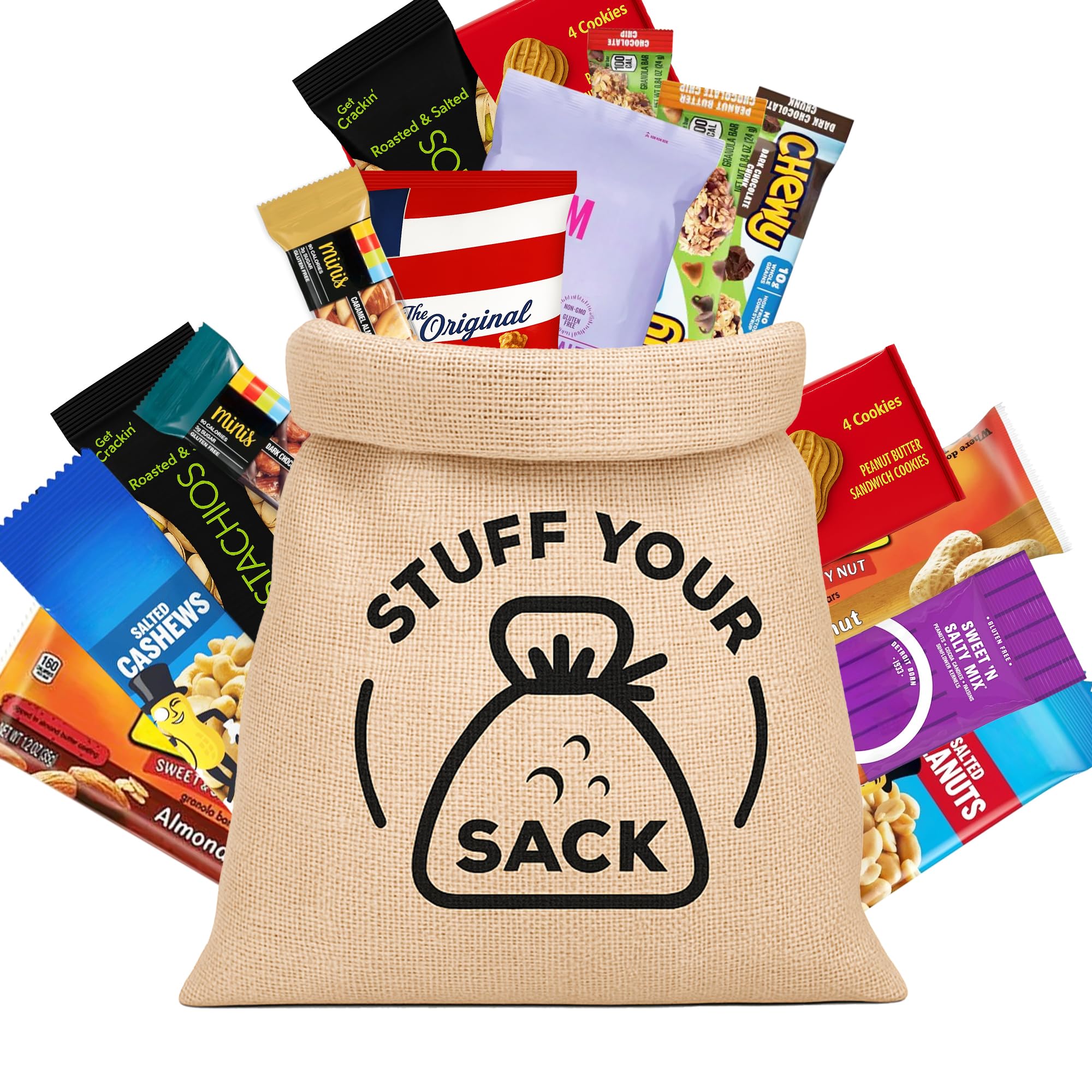Healthy Office Snack Pack - Individually Wrapped Variety with Candy, Popcorn, Nuts & Trail Mix - Wholesome Breakroom Treats by Stuff Your Sack