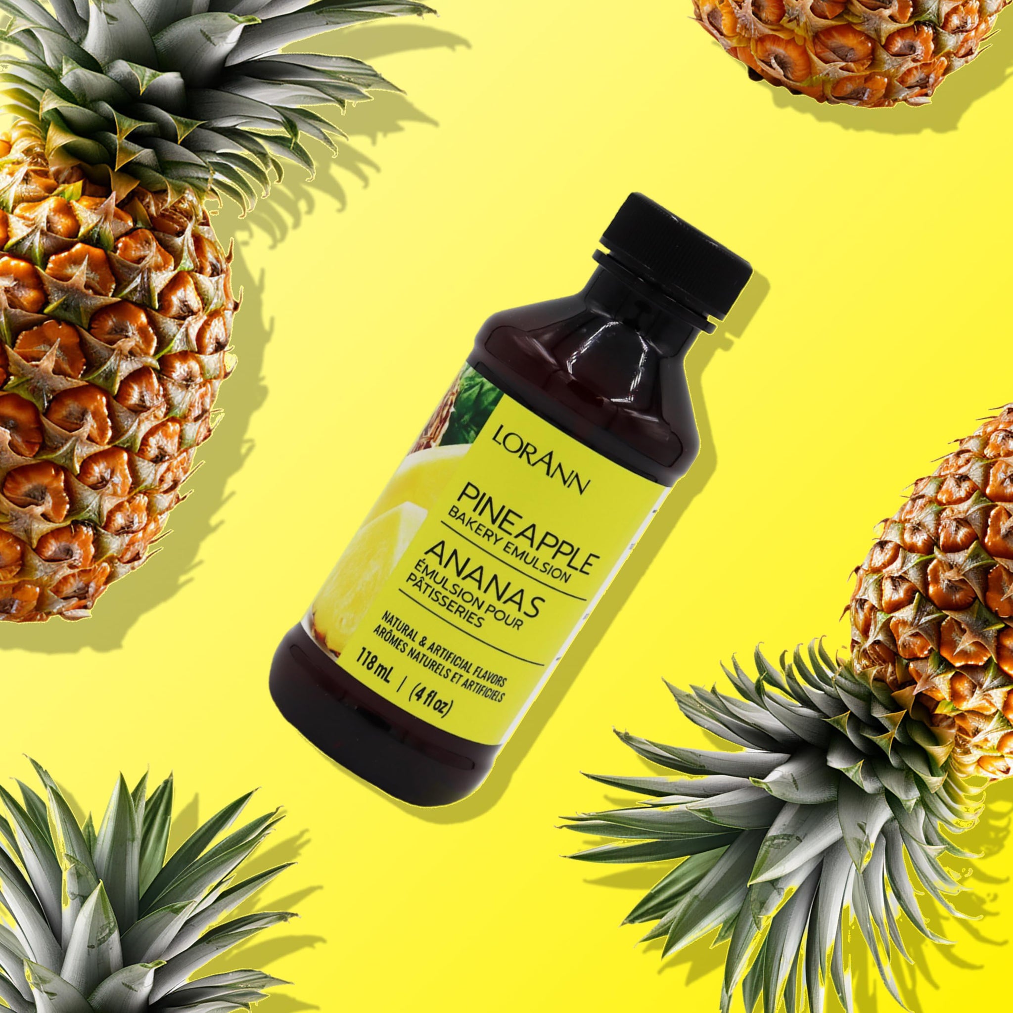 LorAnn Pineapple Bakery Emulsion, 4 oz - Intense Pineapple Flavor Extract for Baking, Cookies, Frosting, Ice Cream, Pineapple Pie, Smoothies
