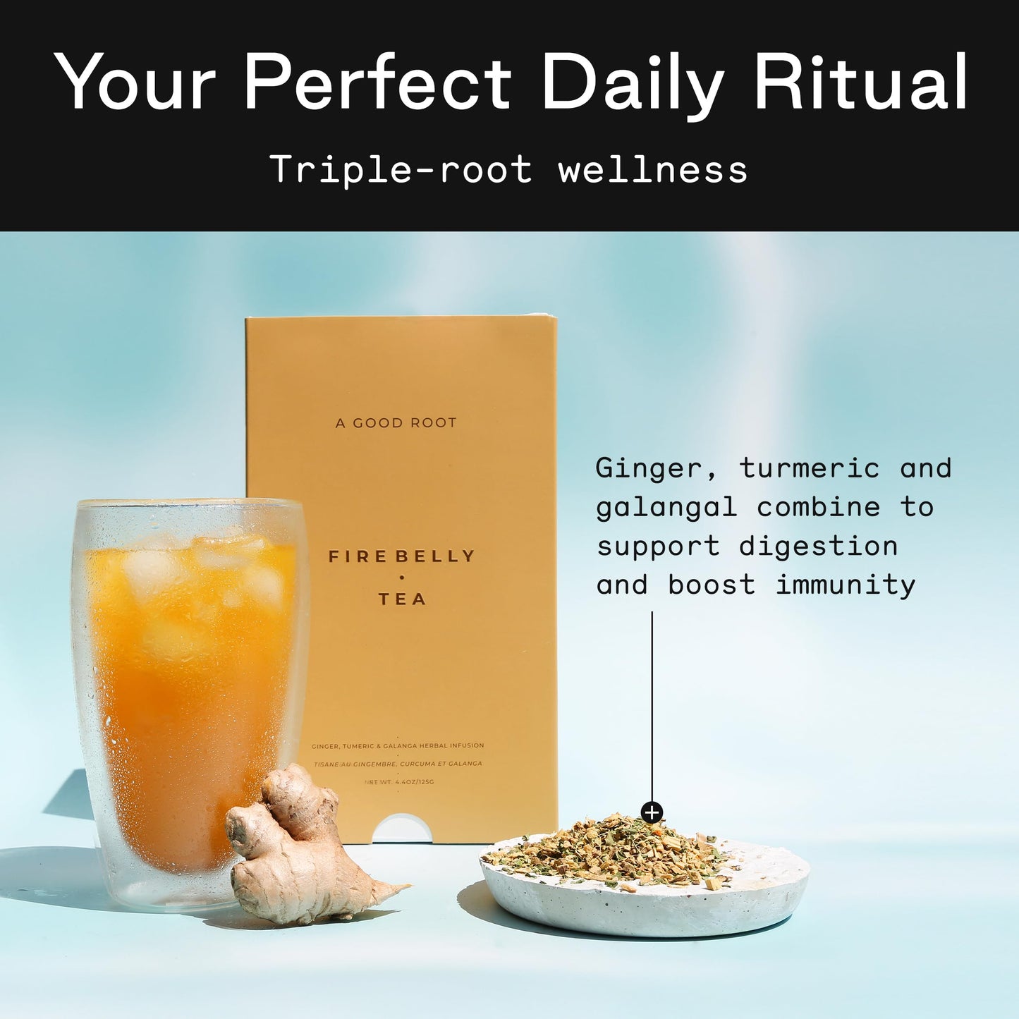 Firebelly Tea A Good Root, Organic Ginger, Turmeric & Galangal Tea, Herbal Loose Leaf Blend, Caffeine Free, Spicy Warming Tea for Digestion & Daily