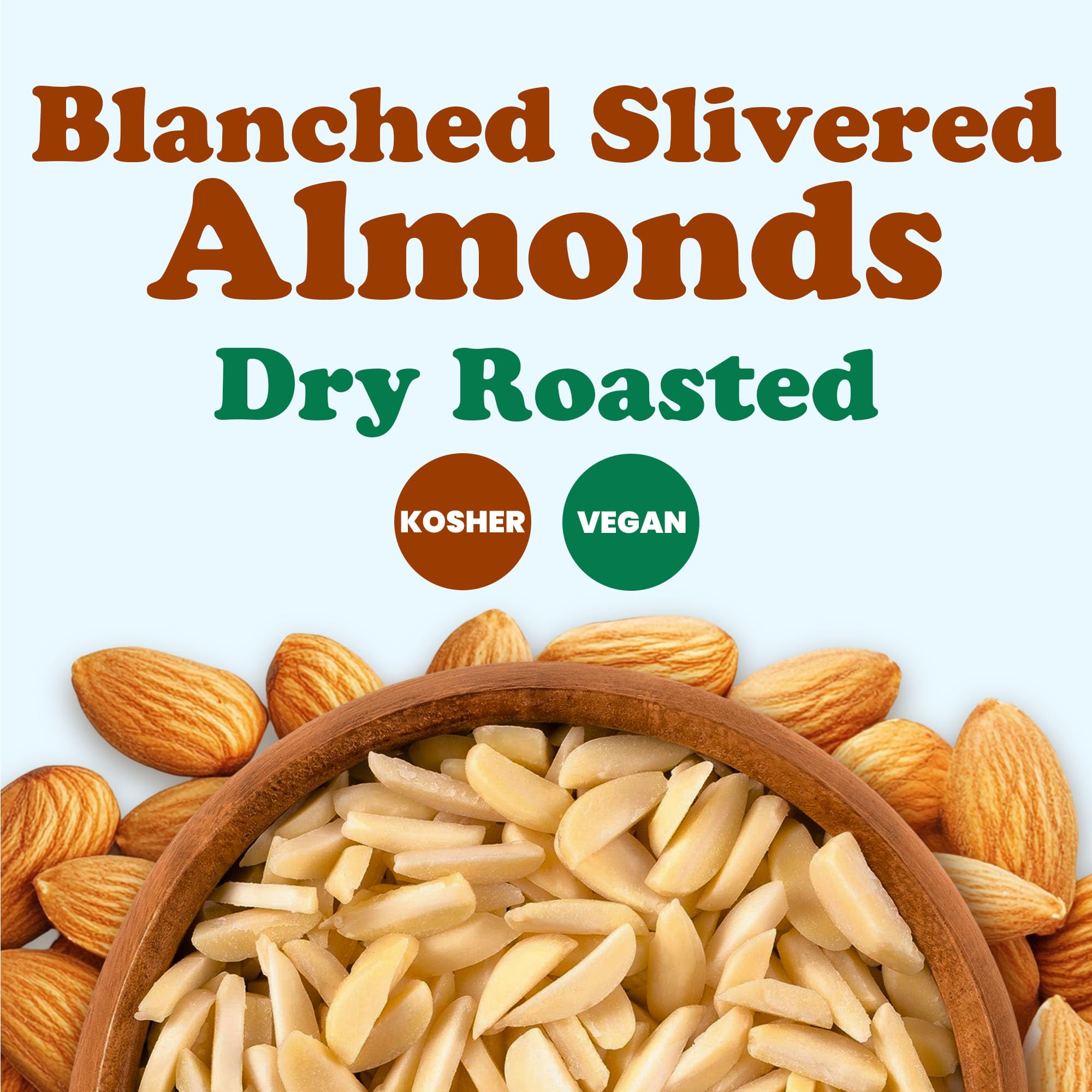 Food to Live Dry Roasted Blanched Slivered Almonds 8 Ounces - Perfectly Oven Toasted for Maximum Flavor, Unsalted, No Oil Added, Perfect for Cooking