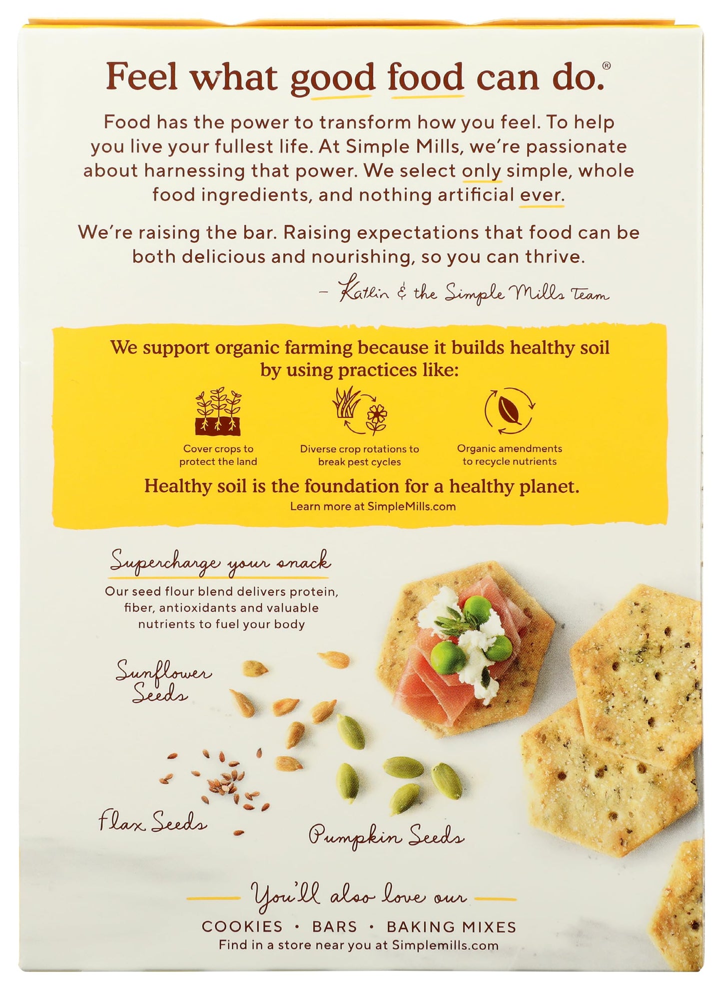 Simple Mills Organic Seed Crackers, Garlic & Herb, Gluten Free, Flax Seed, Sunflower Seeds, Corn Free, Low-Calorie Snacks, Plant Based, Nutrient