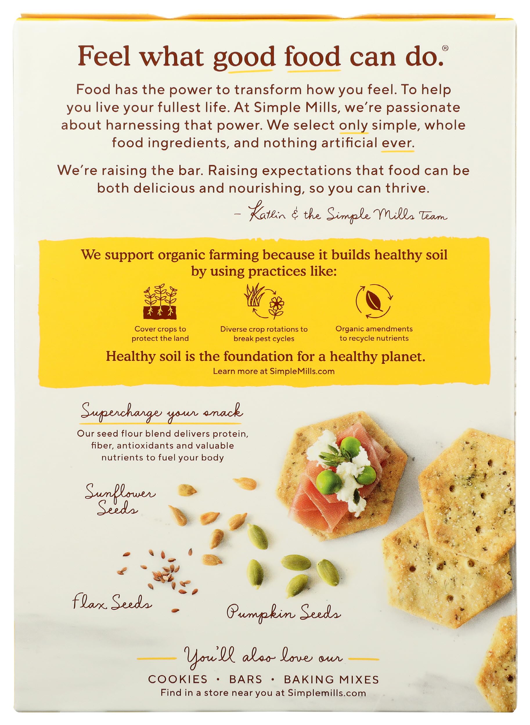 Simple Mills Organic Seed Crackers, Garlic & Herb, Gluten Free, Flax Seed, Sunflower Seeds, Corn Free, Low-Calorie Snacks, Plant Based, Nutrient