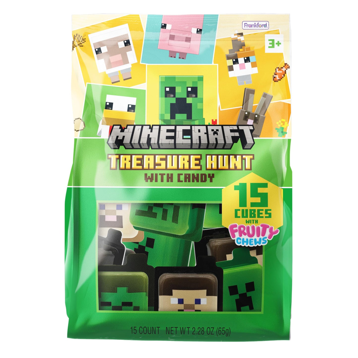 Frankford Minecraft Pre-filled Plastic Egg Easter Basket Stuffers with Fruity Chew Candy, 15 Count