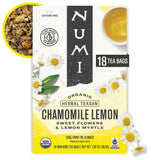Numi Organic Chamomile Lemon Tea - 18 Tea Bags - Caffeine Free Calming Egyptian Chamomile & Lemon Myrtle - Caffeine Free Floral Citrus Herbal Tea