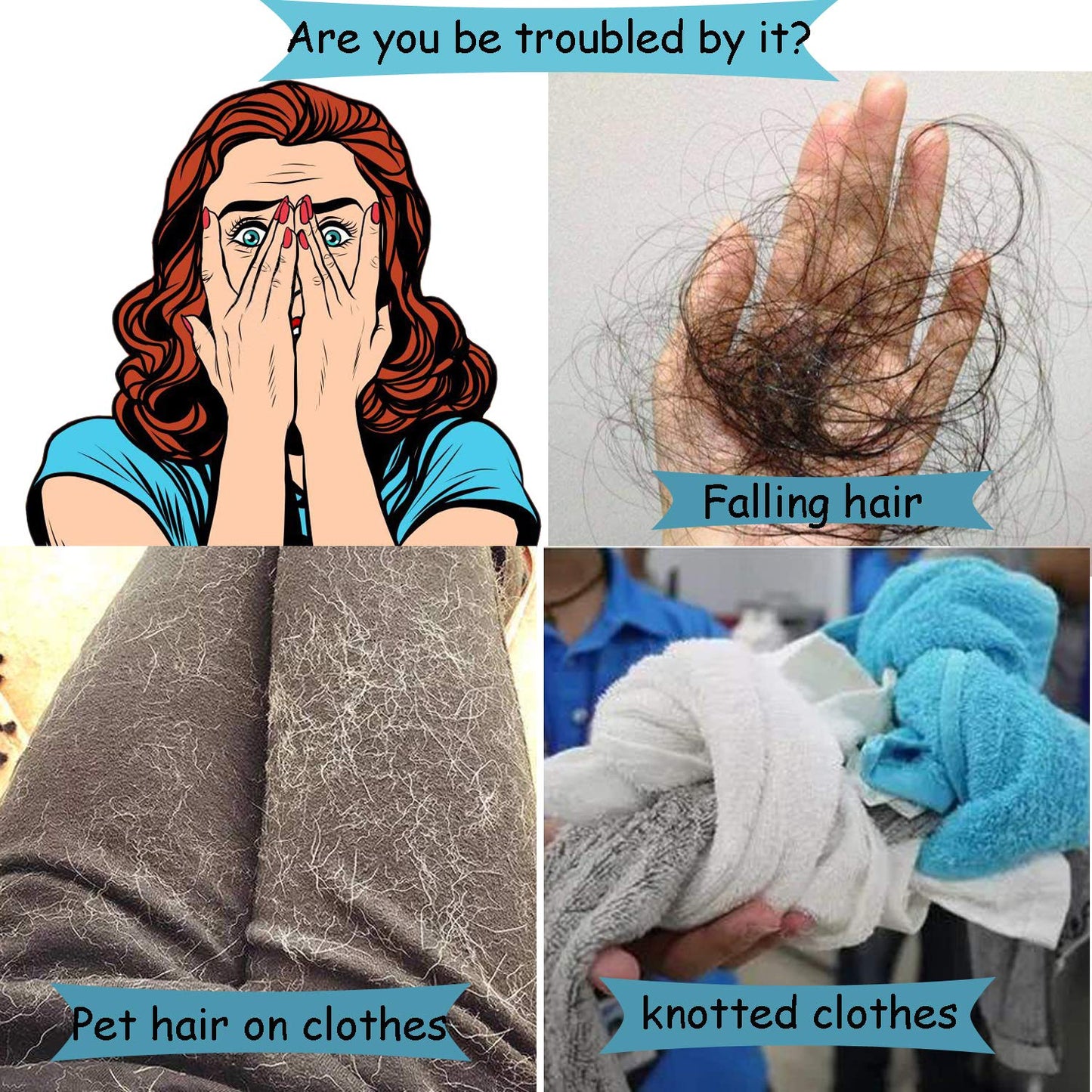 Pet Hair Remover for Laundry - Non-Toxic Reusable Dryer Balls Washer and Dryer Ball Remove Long Hair from Dogs and Cats on Clothes in The Washing