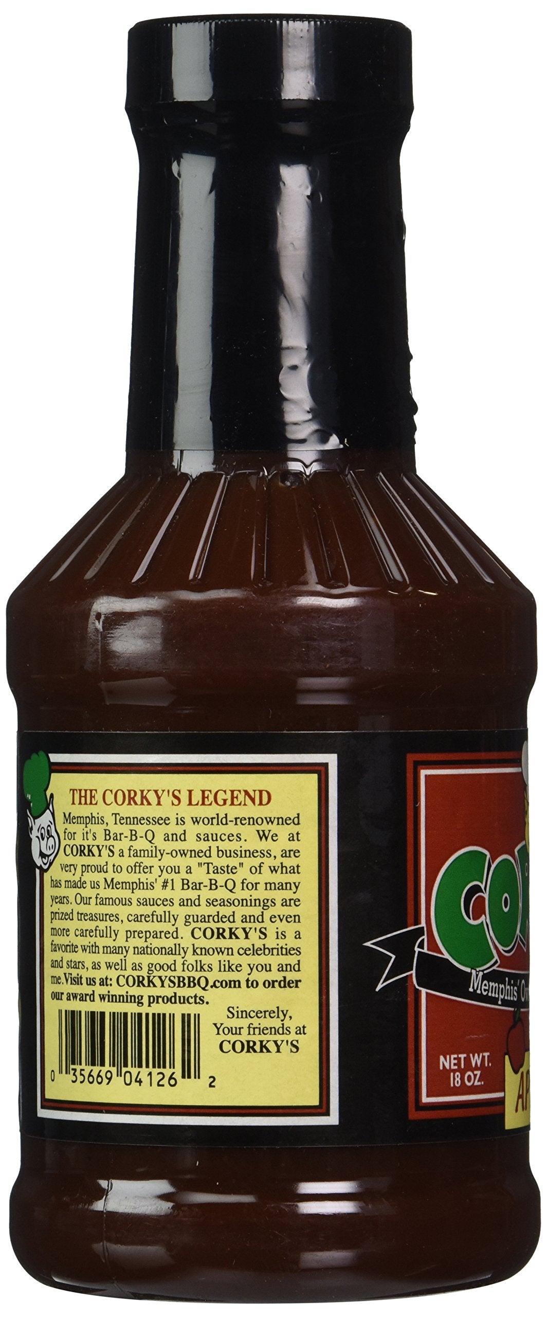 Corky's Memphis' Own Bar B Q Sauce * New Apple Flavor Barbecue Sauce * Net Weight 18 oz