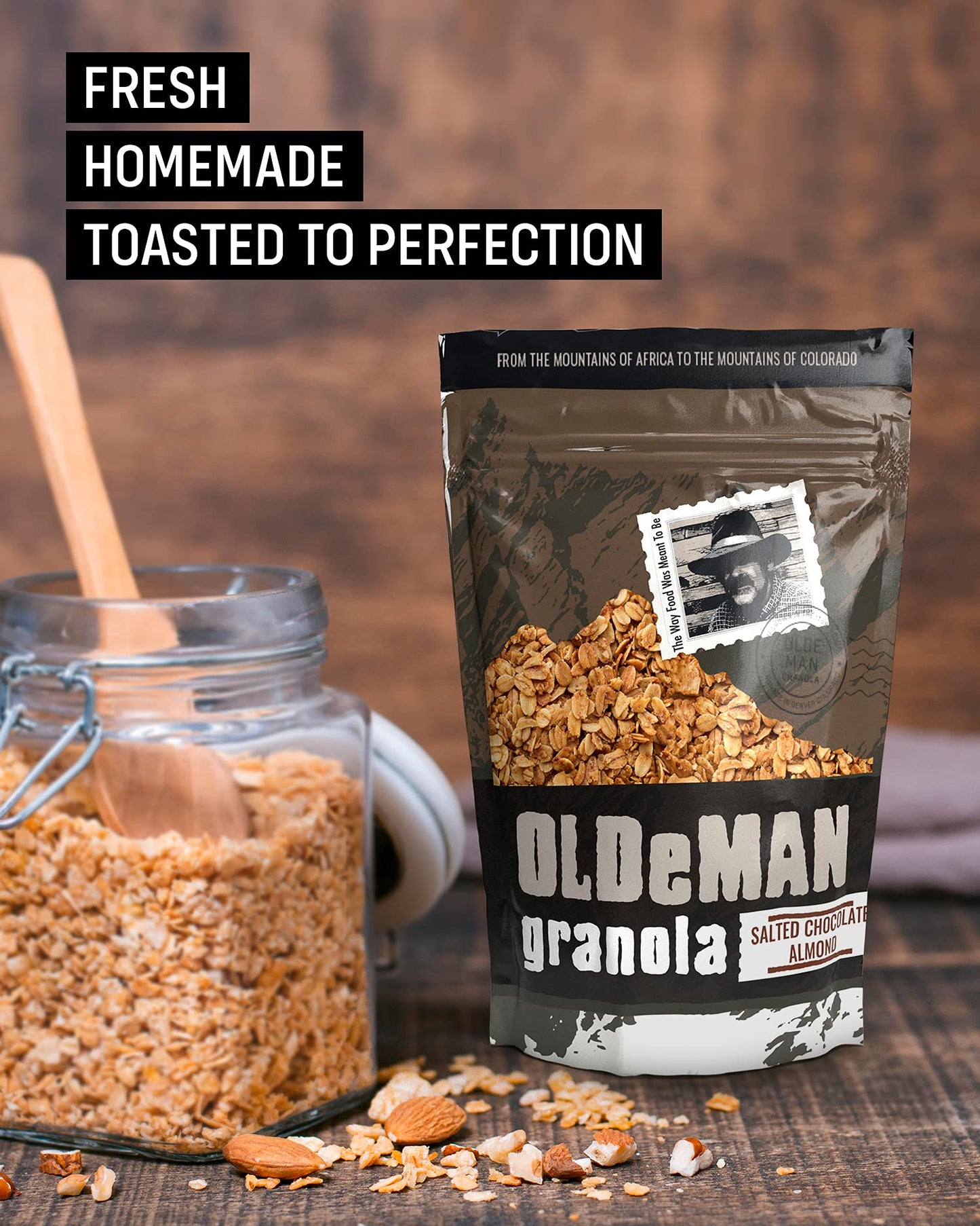 Olde Man Granola Gluten Free Granola - Non-GMO Healthy Granola Cereal - Soft Whole Grain Oats, Butter, Brown Sugar - Handmade in Colorado (Salted