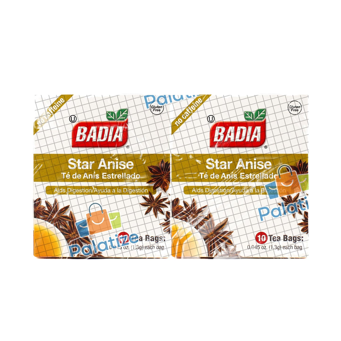 Badia Star Anise Tea Bags, No Caffeine, 10 ct - Palatize Pack of 2