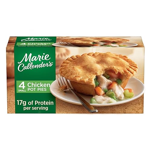 Marie Callender's Chicken Pot Pie, Microwave Meal With White Meat Chicken in a Flaky Crust, Frozen Meal, 40 OZ, 4 Pack