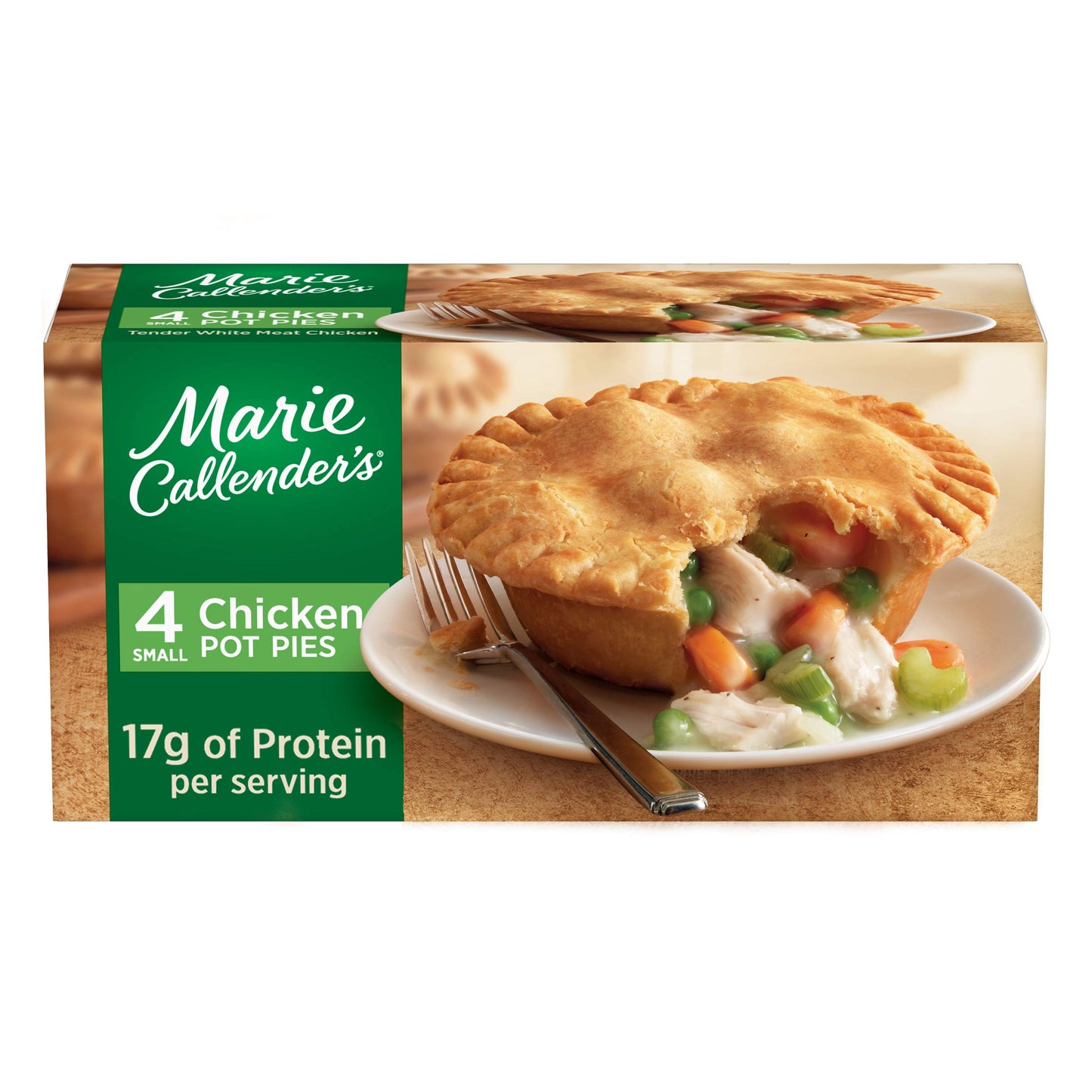 Marie Callender's Chicken Pot Pie, Microwave Meal With White Meat Chicken in a Flaky Crust, Frozen Meal, 40 OZ, 4 Pack