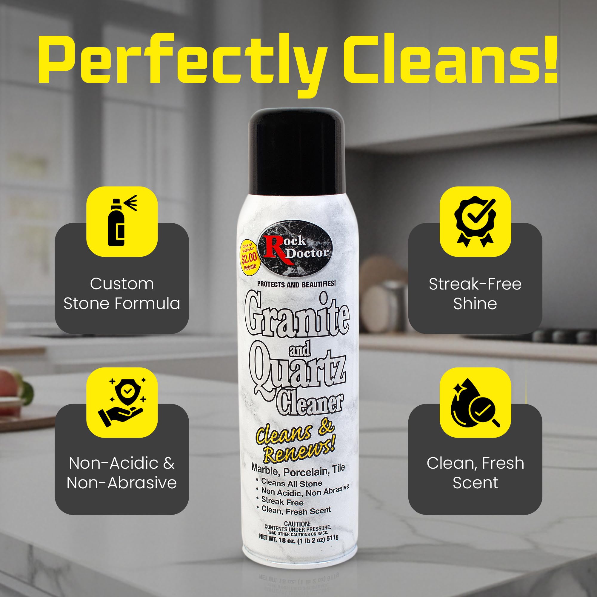 Rock Doctor Granite & Quartz Care Kit, 3 Piece Maintenance Stone Care Combo Kit - Cleans & Renews Marbel, Travertine, Tile and All Other Stone, Fresh